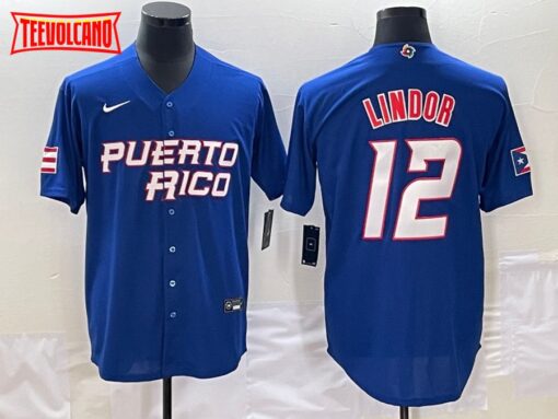 Puerto Rico Francisco Lindor Royal 2023 World Baseball Classic Jersey