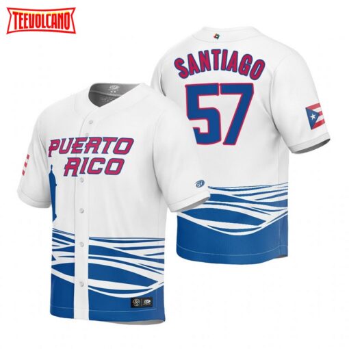 Puerto Rico Hector Santiago White 2023 World Baseball Classic Jersey