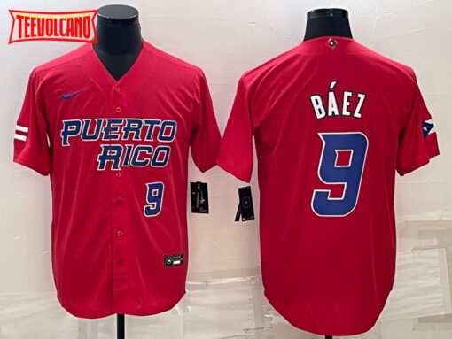 Puerto Rico Javier Baez Red Blue 2023 World Baseball Classic Jersey