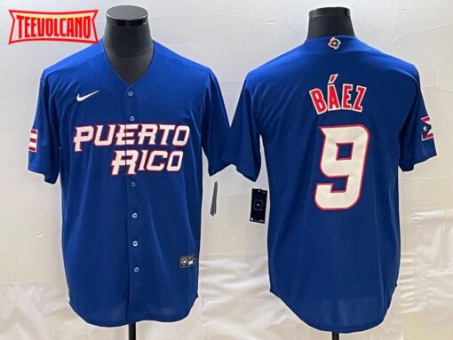 Puerto Rico Javier Baez Royal 2023 World Baseball Classic Jersey