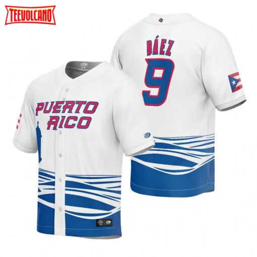 Puerto Rico Javier Baez White 2023 World Baseball Classic Jersey