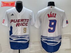 Puerto Rico Javier Baez White Gold 2023 World Baseball Classic Jersey