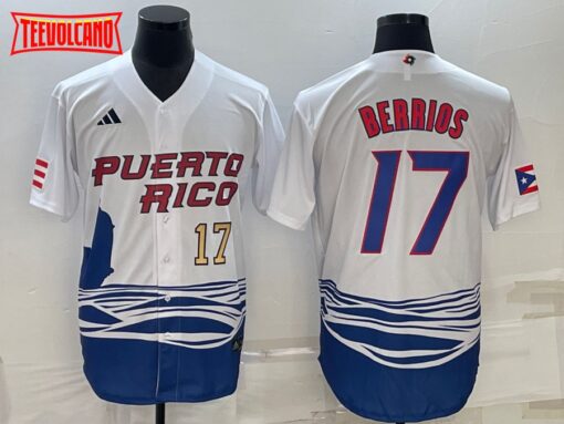 Puerto Rico Jose Berrios White Gold 2023 World Baseball Classic Jersey