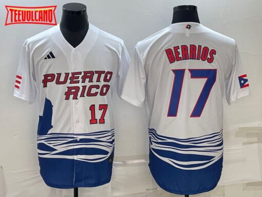 Puerto Rico Jose Berrios White Red 2023 World Baseball Classic Jersey