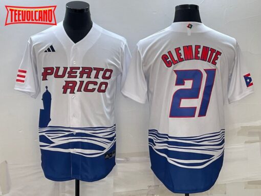 Puerto Rico Roberto Clemente White 2023 World Baseball Classic Jersey