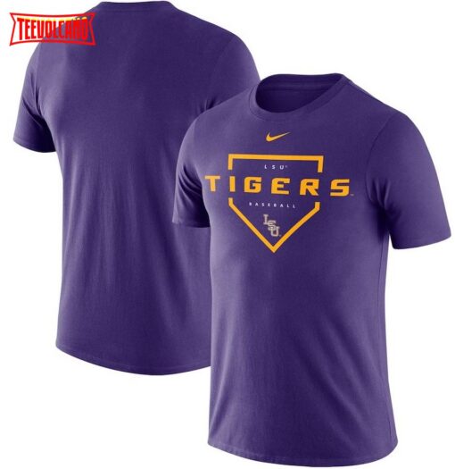Purple LSU Tigers Baseball Plate Performance T-Shirt