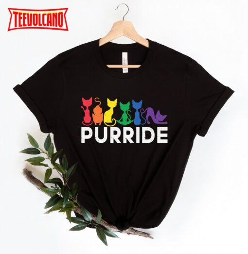 Purride Cat T-Shirt, LGBT Flag Shirt For Cat Lover