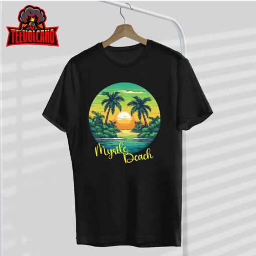 Retro Sunset South Carolina Myrtle Beach Palm Trees Unisex T-Shirt