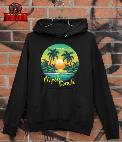 Retro Sunset South Carolina Myrtle Beach Palm Trees Unisex T-Shirt