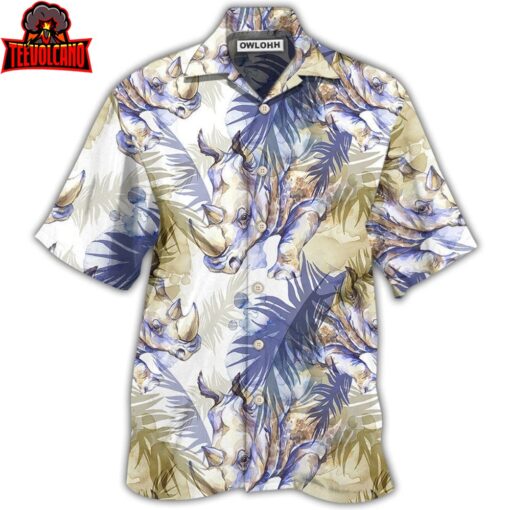 Rhino Art Tropical Leaf Style Hawaiian Shirt