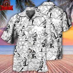 Rugby Tropical Leaf Ball Games Hawaiian Shirt