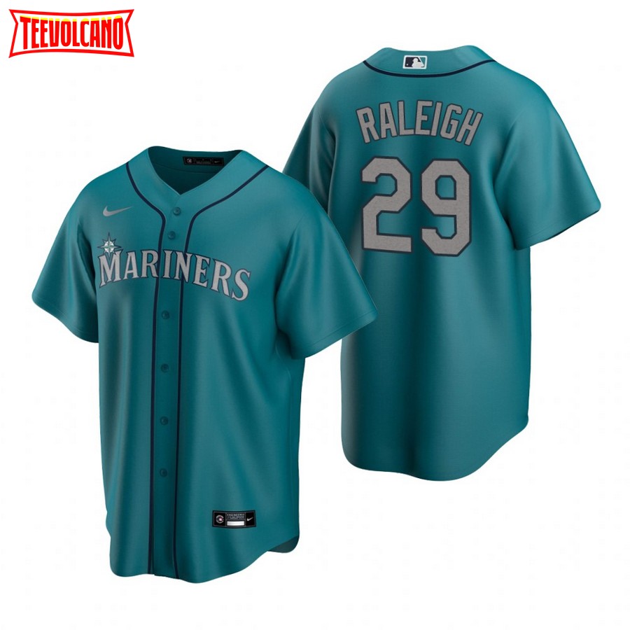 Cal Raleigh Men's Replica Seattle Mariners Aqua Alternate Jersey