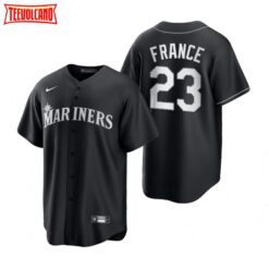 Seattle Mariners Ty France Black White Fashion Replica Jersey