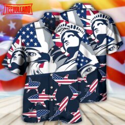 Shark America Independence Day Hawaiian Shirt