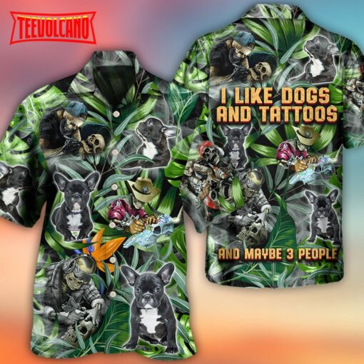 Skull And French Bulldog Tatoo Smoke Tropical Hawaiian Shirt