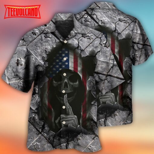Skull Dark American Flag Strong Wrought Iron Hawaiian Shirt
