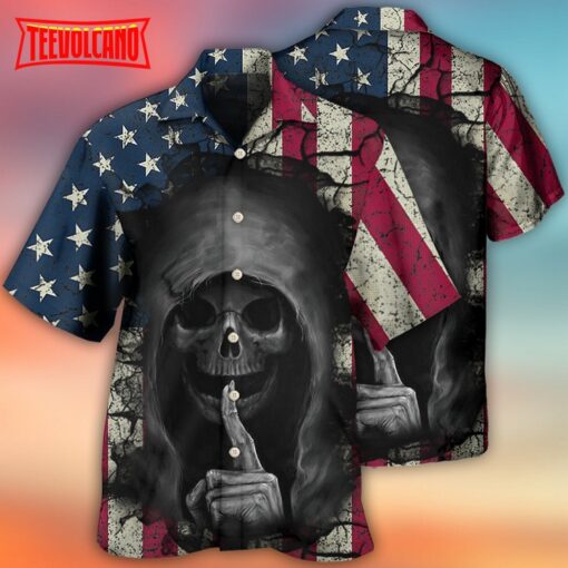 Skull Dark American Flag Vintage Hawaiian Shirt