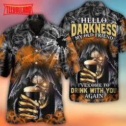 Skull Dark Drinking Orange Smoke Lighting Hawaiian Shirt