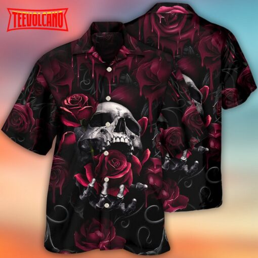 Skull Rose Blood Dark Screaming Hawaiian Shirt