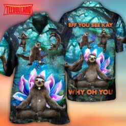 Sloth Yoga Pose On the Forest Lotus Flower Hawaiian Shirt