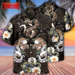 Snake Ball Python Flower Tropical Hawaiian Shirt