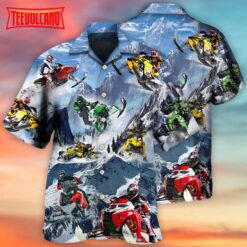 Snowmobile Life Style With Ice Mountain Hawaiian Shirt