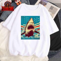 Stars, Stripes, and Sharks The Pop Art Patriotic Predator T-Shirt