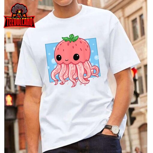 Strawberry Jellyfish Cute Kawaii UwU Ocean Pink Aesthetic T-Shirt