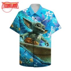 Surfing baby yoda hawaiian shirt