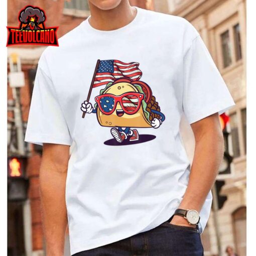 Taco Sunglasses American Flag USA Funny 4th Of July Gifts T-Shirt