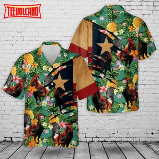 Texas Rooster Aloha Hawaiian Shirt