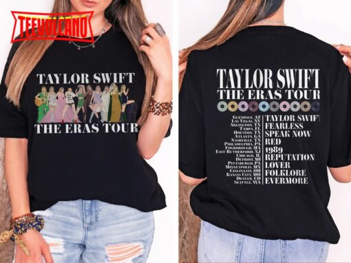 The Eras Tour Two Sided Shirt, Eras Concert Front And Back Printed T-shirt