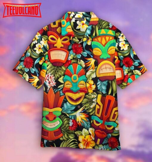 Tiki Tiki Head Hawaiian Shirt