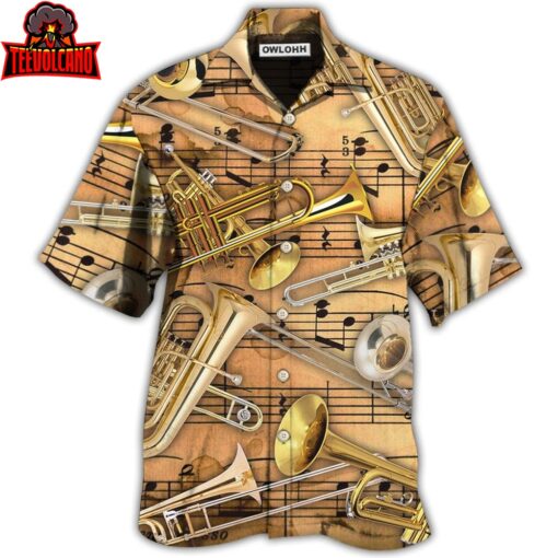 Trombone Music Notes Style Hawaiian Shirt