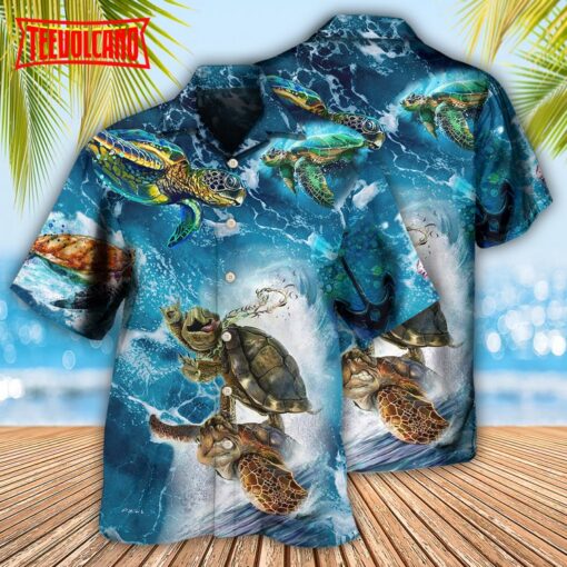 Turtle Swimming Over Sea Hawaiian Shirt