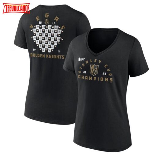 Vegas Golden Knights Women’s 2023 Stanley Cup Champions Jersey Roster V-Neck T-Shirt