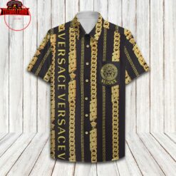 Versace Black Gold Combo Hawaii Shirt Shorts