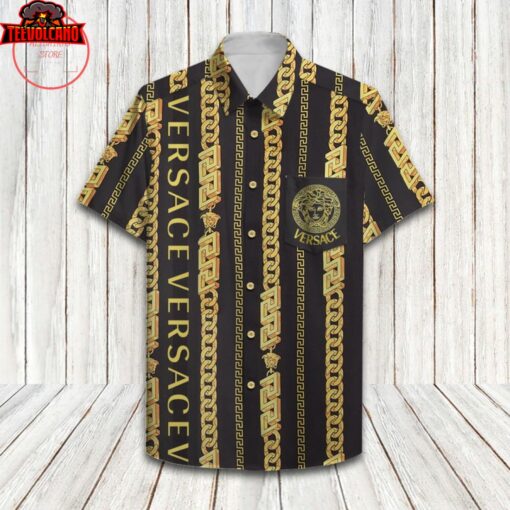 Versace Black Gold Combo Hawaii Shirt Shorts