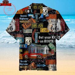 Very cool Route 66 signage on black background Hawaiian Shirt