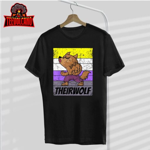 Vintage Theirwolf Nonbinary Pride Non Binary Shirt LGBTQ T-Shirt