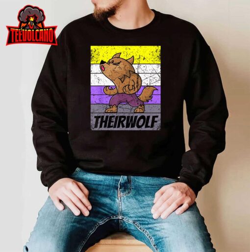 Vintage Theirwolf Nonbinary Pride Non Binary Shirt LGBTQ T-Shirt