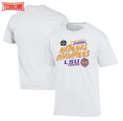 White LSU Tigers 2023 NCAA Men’s Baseball College World Series Champions Slant T-Shirt