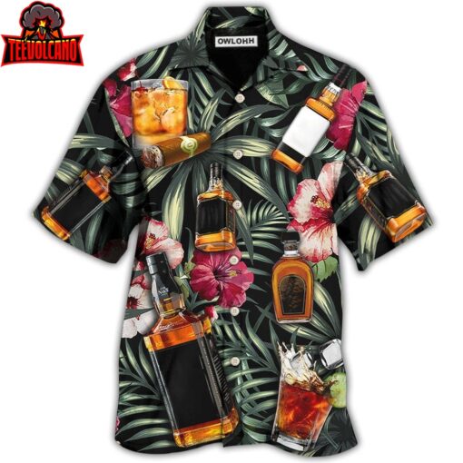 Wine Bourbon Tropical Leaf Hawaiian Shirt