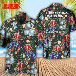 Wine Gin I Like Cycling And Gin Hawaiian Shirt