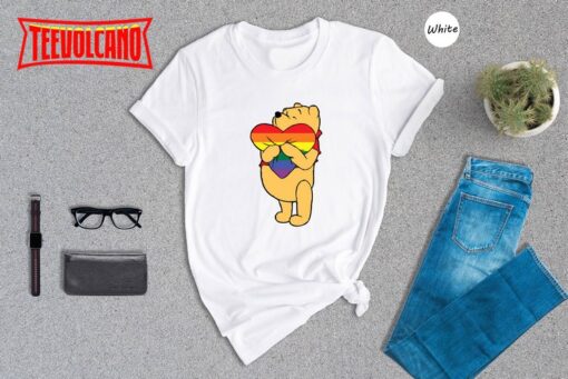Winnie the Pooh LGBT Love Heart T-Shirt