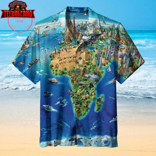 World Landmarks Map Hawaiian Shirt