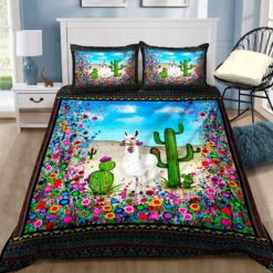 3D Llama With Cactus In The Desert Bed Sheets Duvet Cover