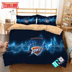 3d Nba Oklahoma City Thunder Logo Basketball Duvet Cover Bedding Sets