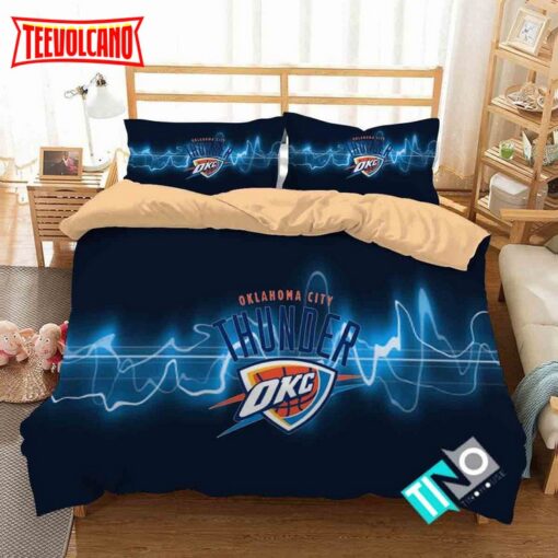 3d Nba Oklahoma City Thunder Logo Basketball Duvet Cover Bedding Sets