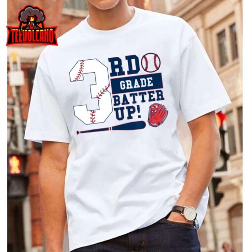 3rd Grade Batter Up Baseball Back To School Kids Boys T-Shirt